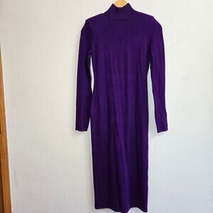 NWT Sergio Hudson Women's Strong Shoulder Purple Sweater Dress Size XXS